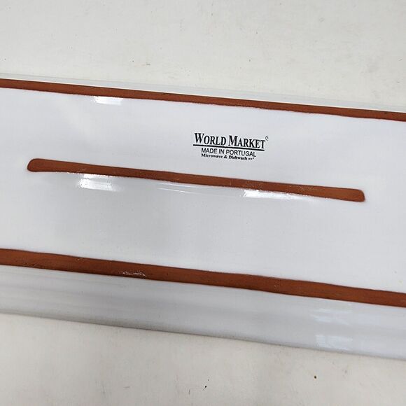 World Market Rectangular Appetizer Serving Plate White Olive Branch 12" - Picture 5 of 5